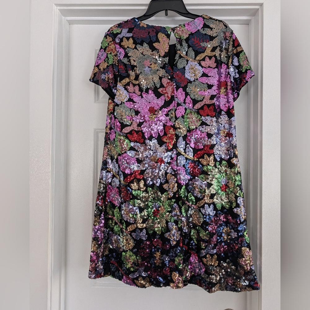 London Times Black and Purple Sequin Dress